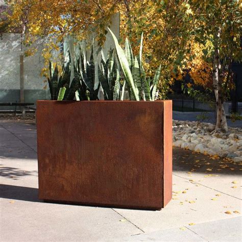 metallic series weathered steel planter box|Rectangular Metal Planter Box .